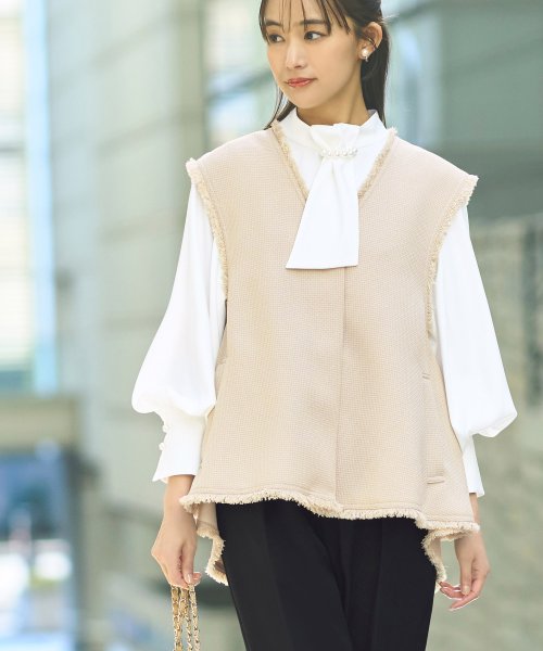 3点セット】バスケットツイードジレ＆タイパールチェーンボリューム袖  