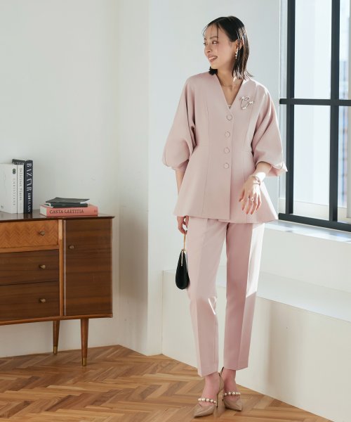 ノーカラードルマンスリーブペプラムパンツスーツ(SU1358)(505857394  