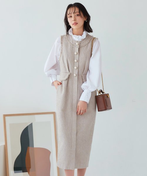 RUIRUE BOUTIQUE(ルイルエブティック)/Pear Motif Mix Tweed Dress<br>PEAR MOTIF MIX TWEED DRESS<br>【着脱楽々♪フロントファスナーシリーズ】/img07