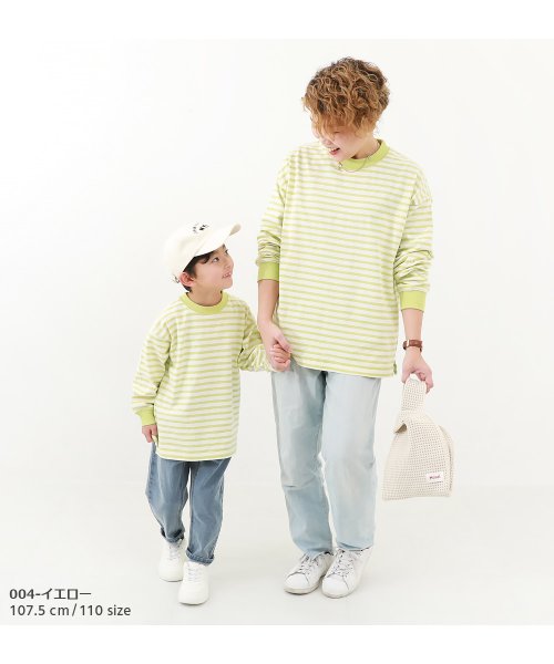 devirock(デビロック)/ボーダー ビッグシルエット 袖リブ 長袖Tシャツ 子供服 キッズ ベビー 男の子 女の子 トップス 長袖Tシャツ ロンT 綿100% 親子リンク 親子コーデ リ/img14