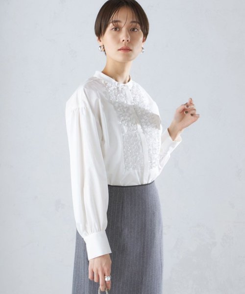 SHIPS WOMEN(シップス　ウィメン)/〈手洗い可能〉異素材 フリル デザイン ブラウス 24SS/img17