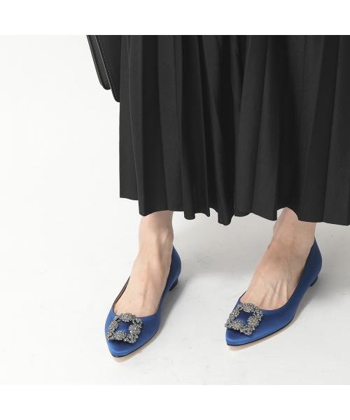 残り1【新品】マノロブラニク サテン ビジュー ハンギシ フラット 