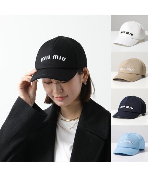 MIUMIU ベースボールキャップ 5HC179 2DP1 刺繍 ロゴ ベースボールキャップ 5HC179 刺繍