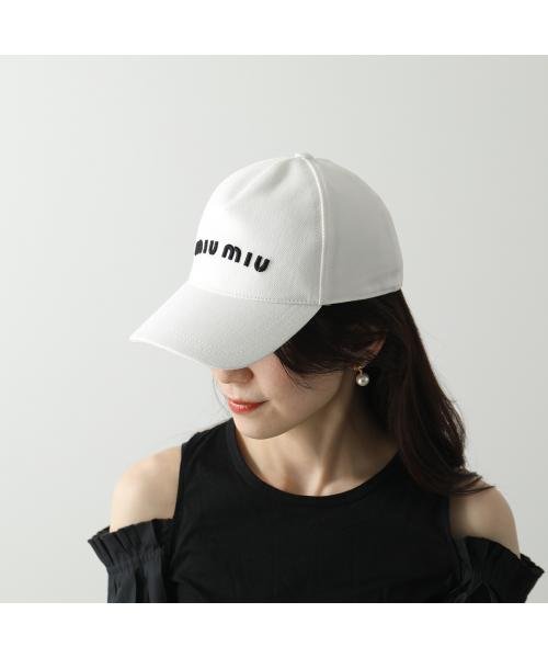 MIUMIU ベースボールキャップ 5HC179 2DP1 刺繍 ロゴ ベースボールキャップ 5HC179 刺繍