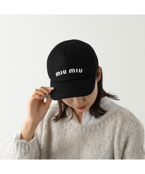 MIUMIU ベースボールキャップ 5HC179 2DP1 刺繍 ロゴ ベースボールキャップ 5HC179 刺繍