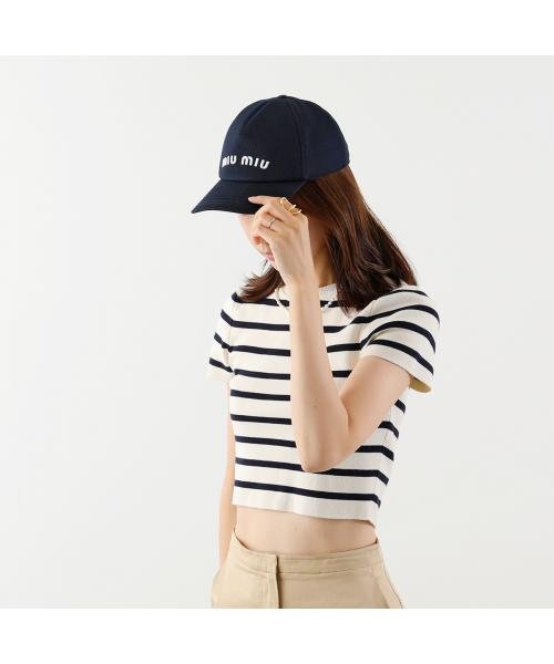 MIUMIU ベースボールキャップ 5HC179 2DP1 刺繍 ロゴ ベースボールキャップ 5HC179 刺繍
