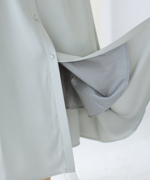 シャツ襟刺繍Aラインドレス 二次会 食事会 セレモニー 発表会