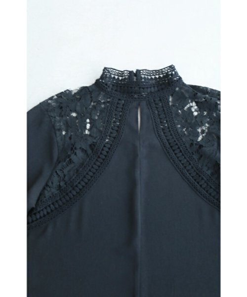 CAWAII(カワイイ)/【ドレスな立ち襟】肩を飾る魅力的シアーレースのきれいめブラウストップス（ブラック）/img20