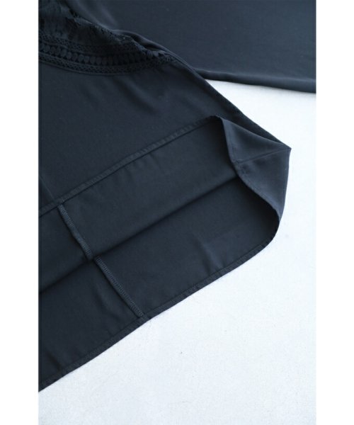 CAWAII(カワイイ)/【ドレスな立ち襟】肩を飾る魅力的シアーレースのきれいめブラウストップス（ブラック）/img22