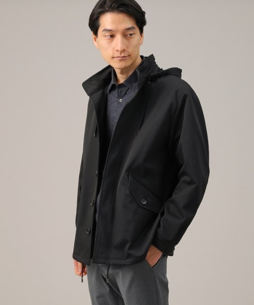 【春アウター】ストレッチ　ショート フードブルゾン 