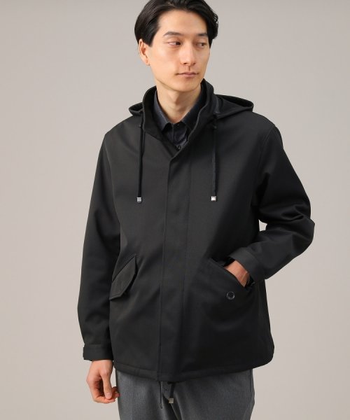 【春アウター】ストレッチ　ショート フードブルゾン 