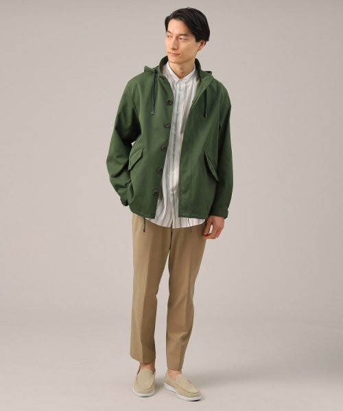 【春アウター】ストレッチ　ショート フードブルゾン 