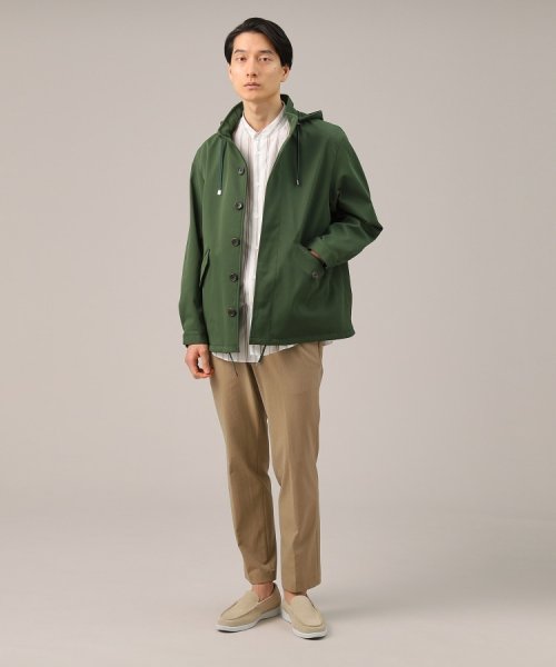 【春アウター】ストレッチ　ショート フードブルゾン 