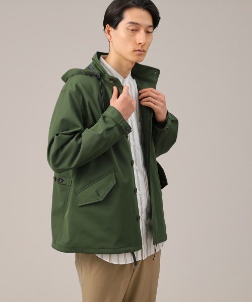 【春アウター】ストレッチ　ショート フードブルゾン 