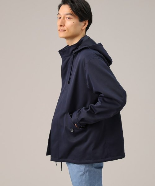 【春アウター】ストレッチ　ショート フードブルゾン 