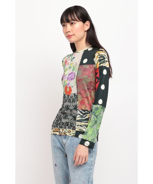 Desigual(デシグアル)/デジタルプリントパッチワークのレディーススリムTシャツ/img10