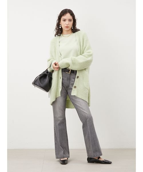 シェルボタンモヘヤシャギーカーデ 予めご了承ください