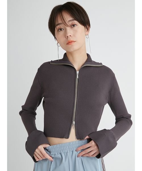 【emmi atelier】LENZING(TM) ECOVERO(TM)フロントジップカーディガン TM 予めご了承ください