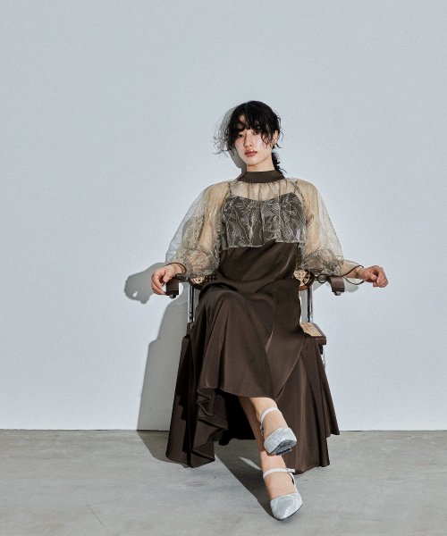 niana ニアナ リーフブラウスセットドレス パーティードレス 結婚式 ワンピース ボレロ 刺繍レース キャミワンピ 2点セット 羽織 リボン マーメイドスカ 5cm ニアナ 106cm