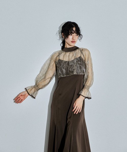 niana ニアナ リーフブラウスセットドレス パーティードレス 結婚式 ワンピース ボレロ 刺繍レース キャミワンピ 2点セット 羽織 リボン マーメイドスカ 5cm ニアナ 106cm