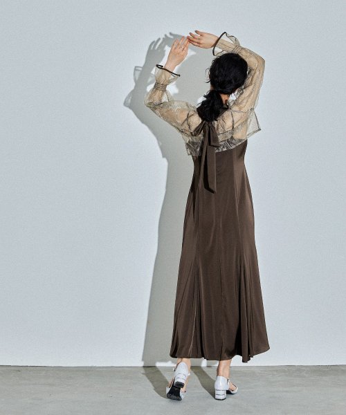 niana ニアナ リーフブラウスセットドレス パーティードレス 結婚式 ワンピース ボレロ 刺繍レース キャミワンピ 2点セット 羽織 リボン マーメイドスカ 5cm ニアナ 106cm