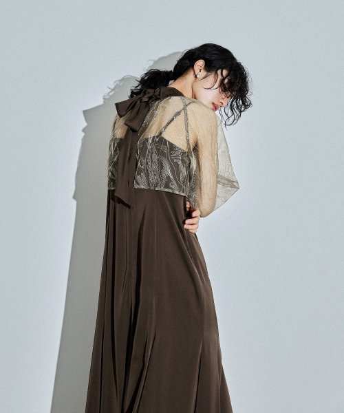 niana ニアナ リーフブラウスセットドレス パーティードレス 結婚式 ワンピース ボレロ 刺繍レース キャミワンピ 2点セット 羽織 リボン マーメイドスカ 5cm ニアナ 106cm