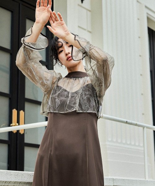 niana ニアナ リーフブラウスセットドレス パーティードレス 結婚式 ワンピース ボレロ 刺繍レース キャミワンピ 2点セット 羽織 リボン マーメイドスカ 5cm ニアナ 106cm