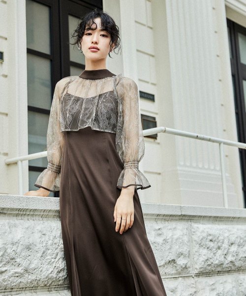 niana ニアナ リーフブラウスセットドレス パーティードレス 結婚式 ワンピース ボレロ 刺繍レース キャミワンピ 2点セット 羽織 リボン マーメイドスカ 5cm ニアナ 106cm