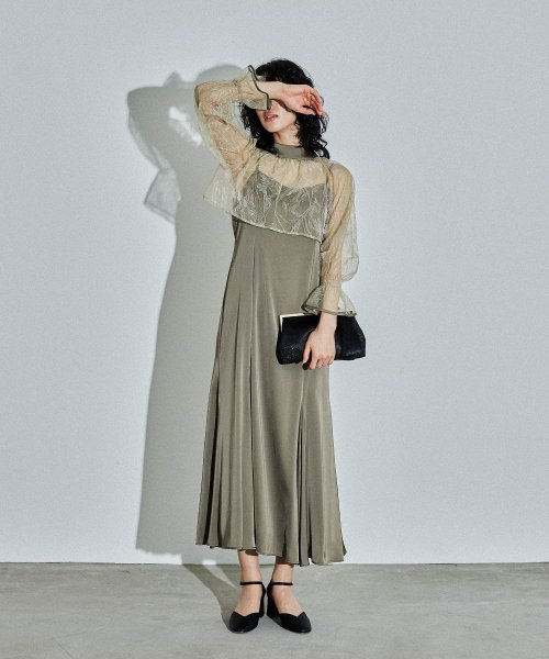 niana ニアナ リーフブラウスセットドレス パーティードレス 結婚式 ワンピース ボレロ 刺繍レース キャミワンピ 2点セット 羽織 リボン マーメイドスカ 5cm ニアナ 106cm