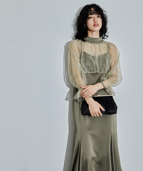 niana ニアナ リーフブラウスセットドレス パーティードレス 結婚式 ワンピース ボレロ 刺繍レース キャミワンピ 2点セット 羽織 リボン マーメイドスカ 5cm ニアナ 106cm