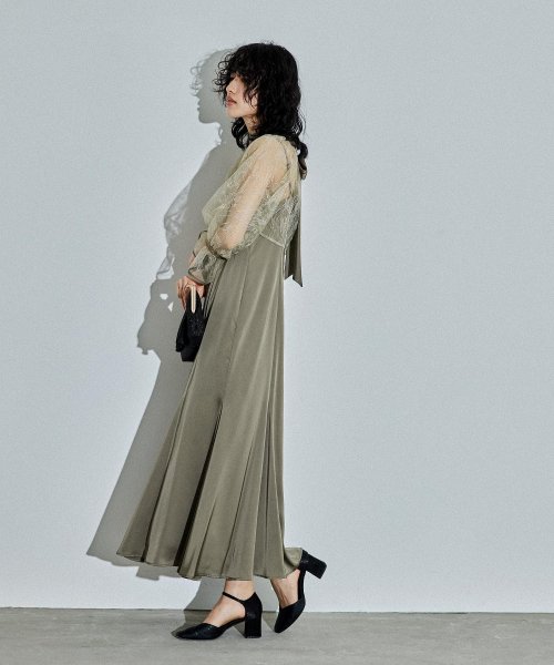 niana ニアナ リーフブラウスセットドレス パーティードレス 結婚式 ワンピース ボレロ 刺繍レース キャミワンピ 2点セット 羽織 リボン マーメイドスカ 5cm ニアナ 106cm