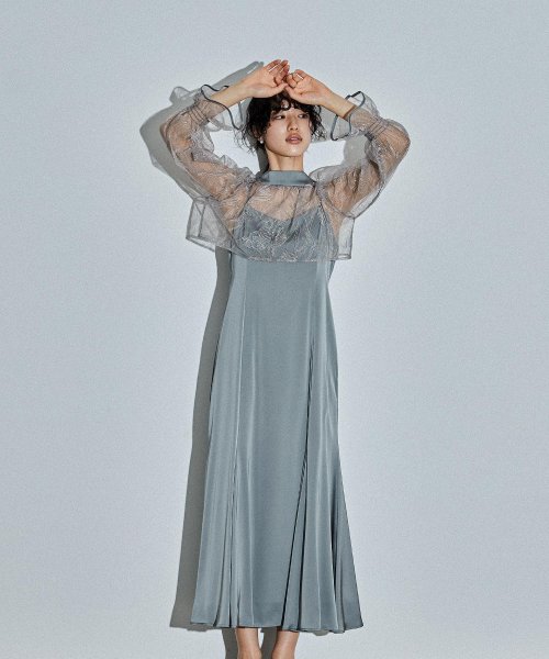 niana ニアナ リーフブラウスセットドレス パーティードレス 結婚式 ワンピース ボレロ 刺繍レース キャミワンピ 2点セット 羽織 リボン マーメイドスカ 5cm ニアナ 106cm