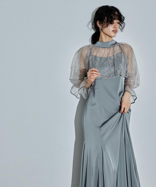 niana ニアナ リーフブラウスセットドレス パーティードレス 結婚式 ワンピース ボレロ 刺繍レース キャミワンピ 2点セット 羽織 リボン マーメイドスカ 5cm ニアナ 106cm