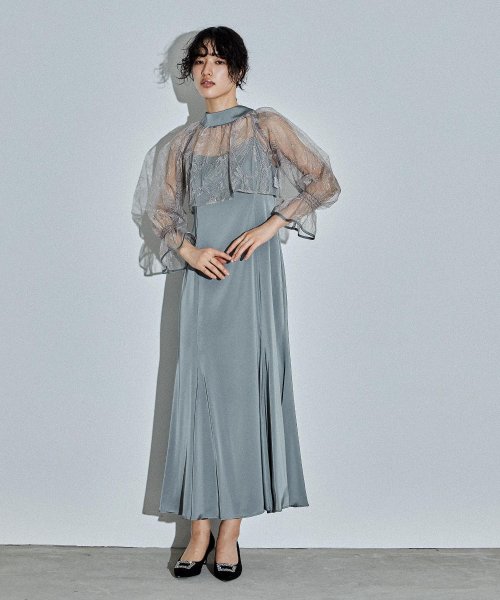 niana ニアナ リーフブラウスセットドレス パーティードレス 結婚式 ワンピース ボレロ 刺繍レース キャミワンピ 2点セット 羽織 リボン マーメイドスカ 5cm ニアナ 106cm