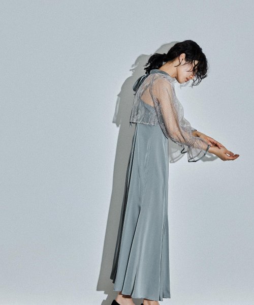 niana ニアナ リーフブラウスセットドレス パーティードレス 結婚式 ワンピース ボレロ 刺繍レース キャミワンピ 2点セット 羽織 リボン マーメイドスカ 5cm ニアナ 106cm