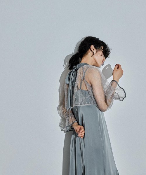 niana ニアナ リーフブラウスセットドレス パーティードレス 結婚式 ワンピース ボレロ 刺繍レース キャミワンピ 2点セット 羽織 リボン マーメイドスカ 5cm ニアナ 106cm