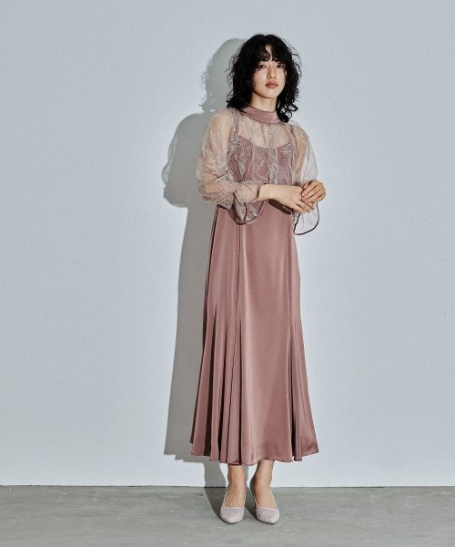 niana ニアナ リーフブラウスセットドレス パーティードレス 結婚式 ワンピース ボレロ 刺繍レース キャミワンピ 2点セット 羽織 リボン マーメイドスカ 5cm ニアナ 106cm