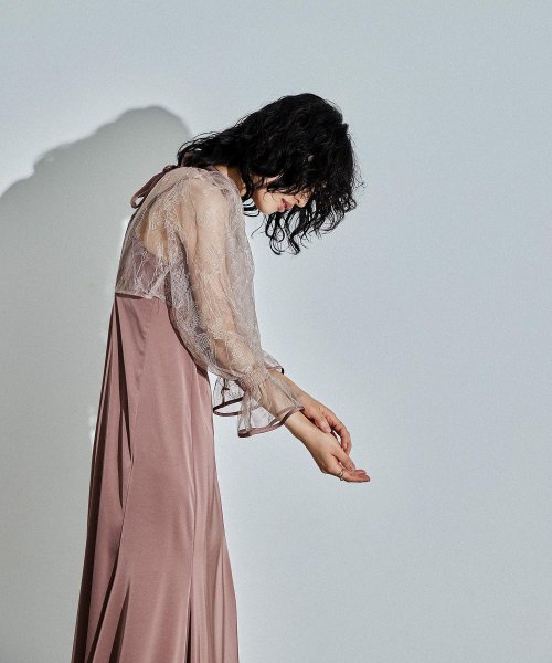 niana ニアナ リーフブラウスセットドレス パーティードレス 結婚式 ワンピース ボレロ 刺繍レース キャミワンピ 2点セット 羽織 リボン マーメイドスカ 5cm ニアナ 106cm