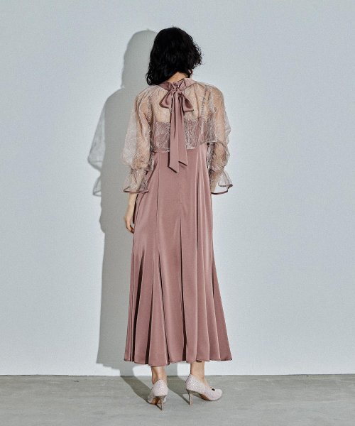 niana ニアナ リーフブラウスセットドレス パーティードレス 結婚式 ワンピース ボレロ 刺繍レース キャミワンピ 2点セット 羽織 リボン マーメイドスカ 5cm ニアナ 106cm