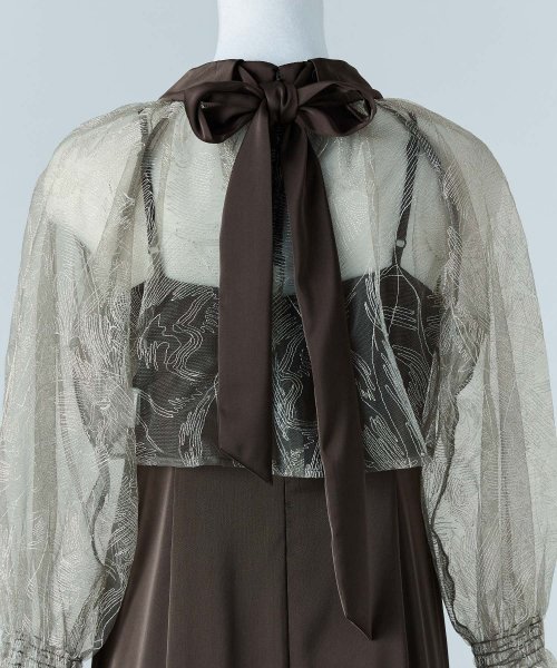 niana ニアナ リーフブラウスセットドレス パーティードレス 結婚式 ワンピース ボレロ 刺繍レース キャミワンピ 2点セット 羽織 リボン マーメイドスカ 5cm ニアナ 106cm