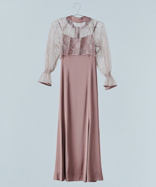 niana ニアナ リーフブラウスセットドレス パーティードレス 結婚式 ワンピース ボレロ 刺繍レース キャミワンピ 2点セット 羽織 リボン マーメイドスカ 5cm ニアナ 106cm