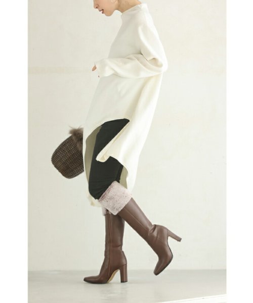 もこもこファーのヒールロングブーツ 