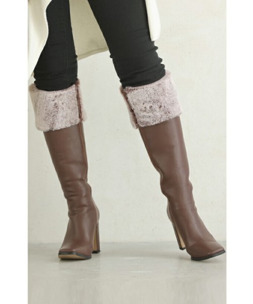 もこもこファーのヒールロングブーツ 