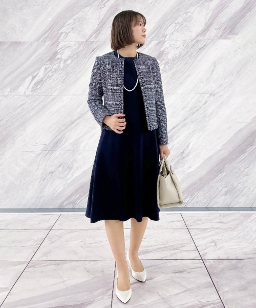 【セレモニー／セットアップ可能／洗える】TWC フィット＆フレアワンピース また TWC