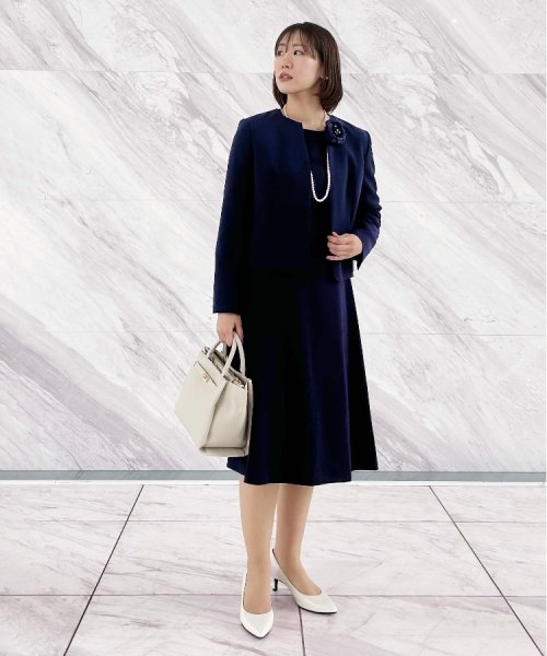 【セレモニー／セットアップ可能／洗える】TWC フィット＆フレアワンピース また TWC