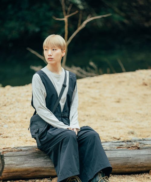 『別注』『撥水/2WAY仕様』GRAMICCI　アクティブナイロンサロペット パンツの2WAY仕様 165cm BEIGE