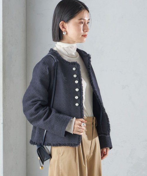 SHIPS WOMEN(シップス　ウィメン)/〈セレモニー対応可〉スラブ ツイード ノーカラー ジャケット 24SS（セットアップ対応）◇/img58