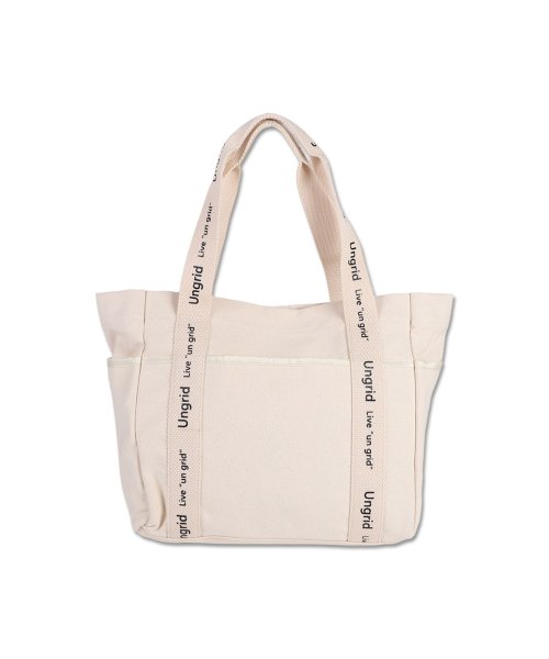 Ungrid(アングリッド)/ アングリッド Ungrid トートバッグ キャンパス ミディアム レディース A4対応 ロゴテープ MEDIUM TOTE BAG ブラック アイボリー 黒 /img13