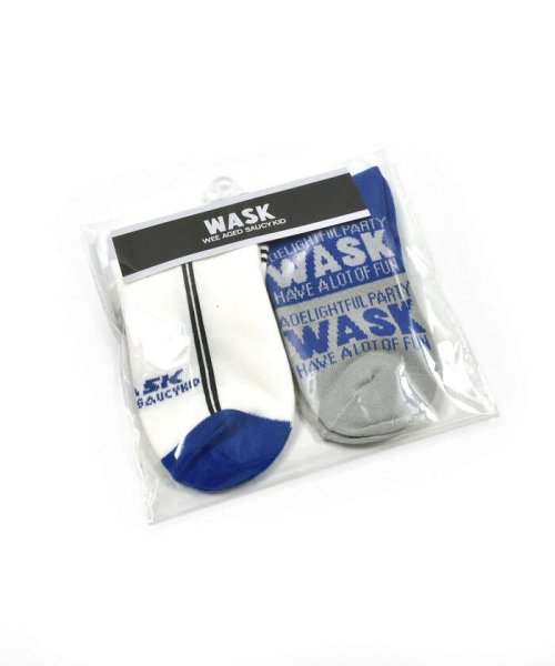 WASK(ワスク)/ライン＋配色ロゴ２Pショートソックス(15~24cm)/img01