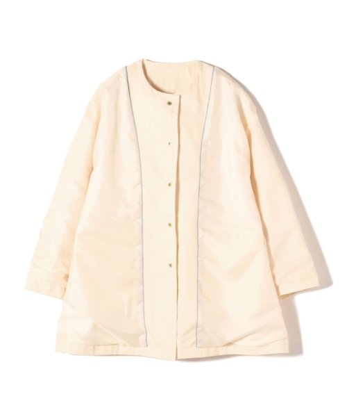 〈撥水加工/手洗い可能〉綿 ナイロン ギャバ ノーカラー ミディ コート 24SS ◇ 